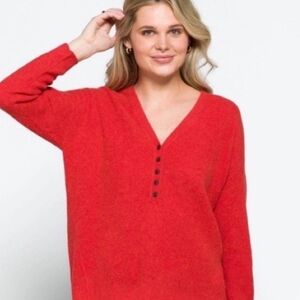 NWT Madewell Red Henley V-Neck Sweater Size 2X